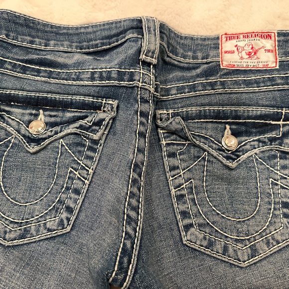 True Religion Disco Joey Big T Low-Rise Flare Vintage Jeans Size 28 - Picture 5 of 11